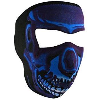 ZAN Neoprene Full Face Mask - Blue Chrome Skull